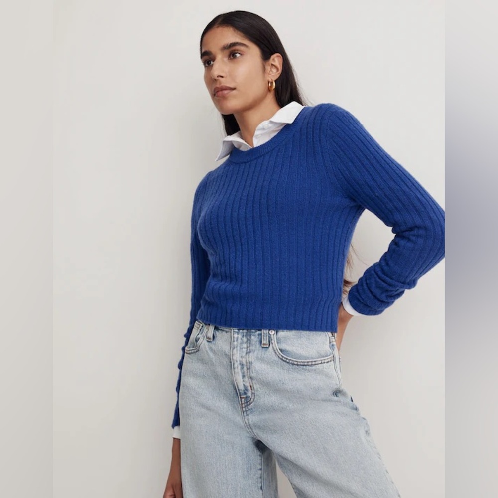 MADEWELL “Readfield” Sweater Crewneck Pullover Top in “Voyage Blue” Women’s